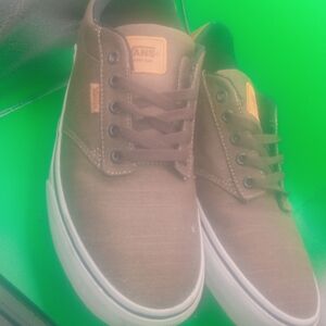 Vans Brown Canvas Low-Top Sneakers with White Soles